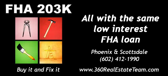 With the FHA 203k Phoenix home loan, a phoenix home buyer can purchase a home and have it repaired or remodeled with the same low interest FHA loan.