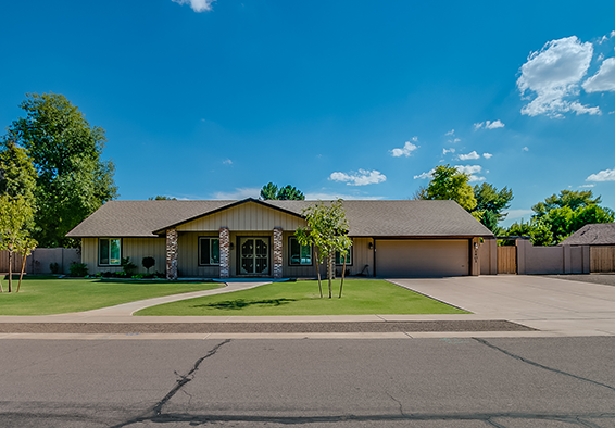 This is a beautiful Sunburst Farms horse property in Tempe Arizona with a new acre sized lot and direct access to horse bridal trails.